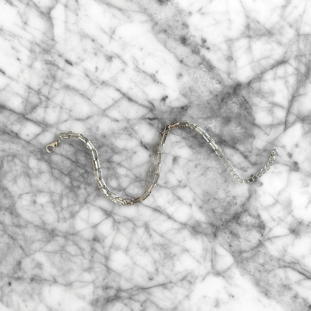 Silver Double Chain Stacking Bracelet - image 1